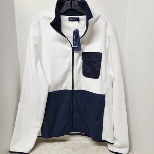Nautica Men's White Navy Fleece Jacket Sz Large New